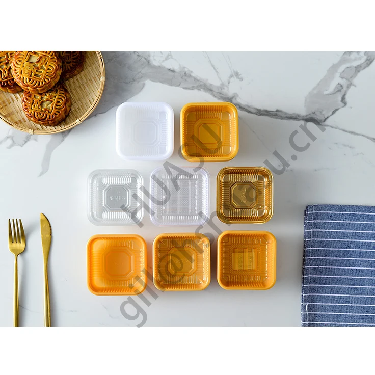 Plastic Mooncake Pastry Dessert Tray or Box Packaging 100g Food PET Customize Transparent Cake Box PP Plastic Cake Container