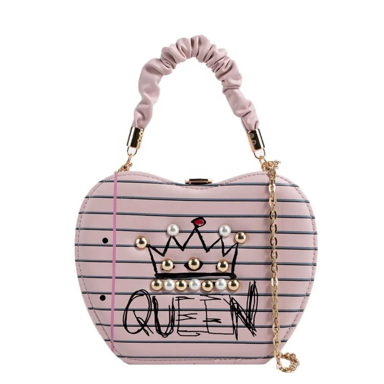 2022 Newest Ruffled HANDLE  Graffiti Purse Box Shaped Handbag Crown Bags Acrylic Purse Cute Queen Purse For Lady Girls