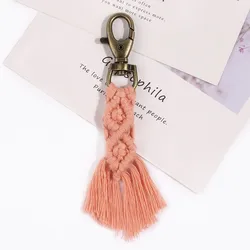 Artilady Tassel Handcrafted Boho Bag Charms Mini Macrame Keychains for Car Key Holder Unique Wedding Gift