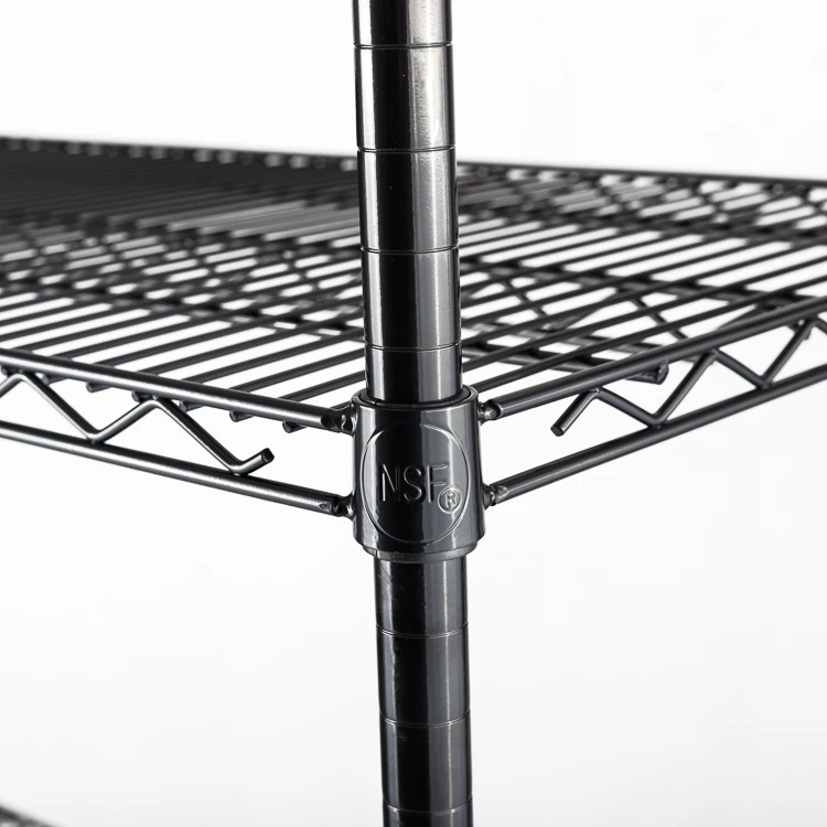 High quality four-layer home and commercial light mesh black powder coating storage rack
