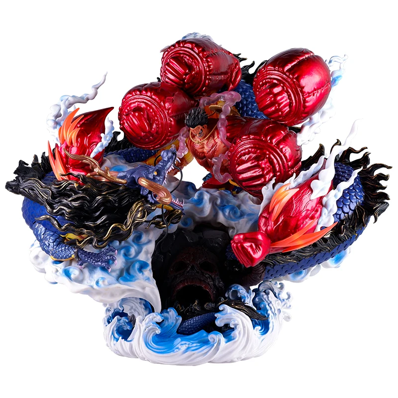 One-Pieced 38cm Figure Anime Figure Wano Country Monkey D Luffy VS Kaido Dragon Fighting GK Luffy PVC Figures Model Statue Toy