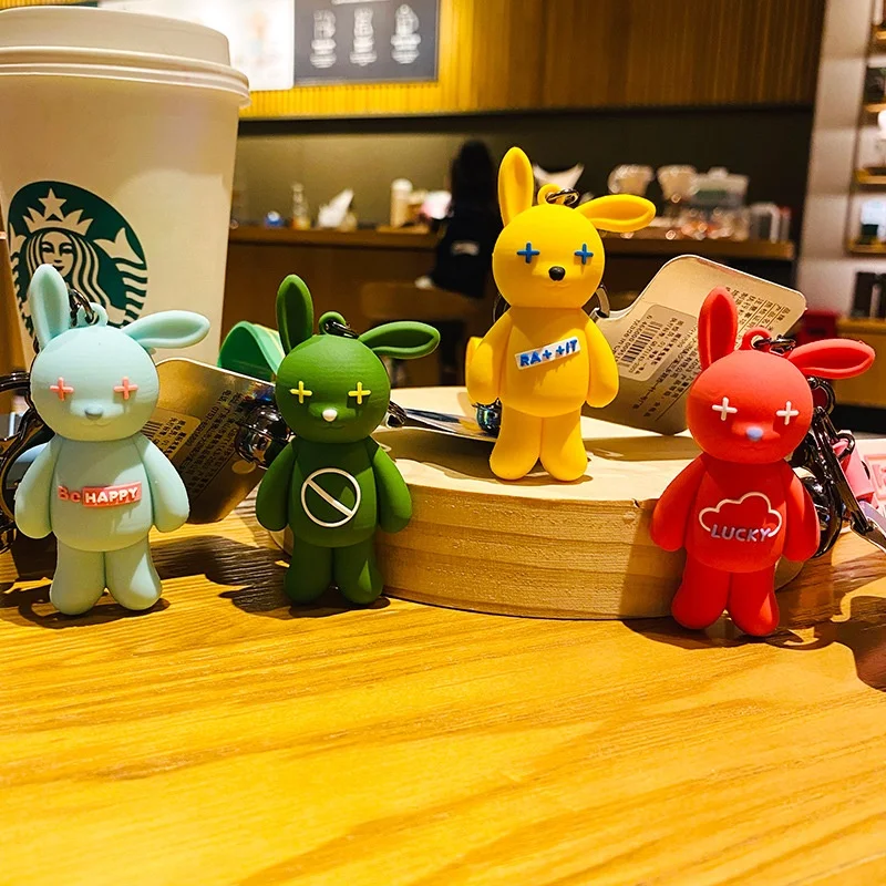 Cool keychains rabbit pvc keychains trend car key kids bag charms purse pendant promotion gifts