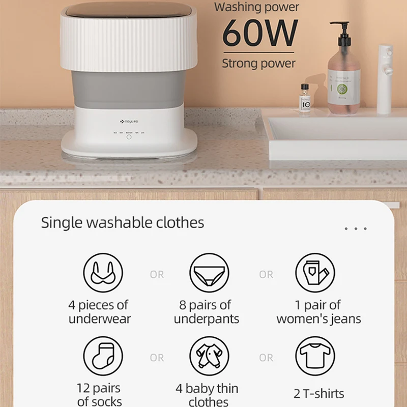 Xiaomi Youpin MOYU 9L Mini Foldable Washing Machine With Drying Electric Portable 100-240V Semi-automatic Washer Machine