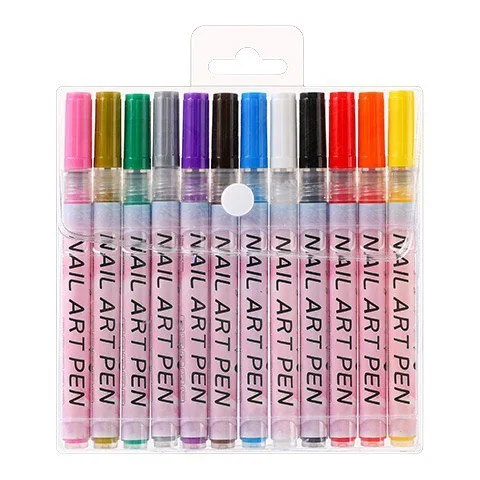12 Color Manicure Pen Graffiti Details Design Drawing Abstract Lines Nail Art Painting Acrylic marker pen with 0.5mm needle tip