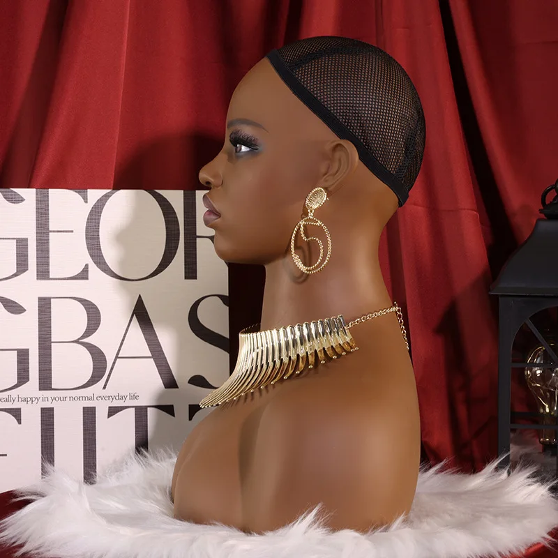 Fashion Design Mannequin Training Head with Human Hair Display Mannequin Head with Shoulder