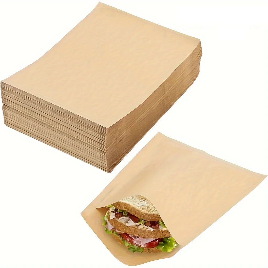 Eco Friendly Oil Resistant Lined Kraft Paper Food Popcorn Potato Chips Candy Sandwiches Biscuits Bread Pastry Packaging Bag