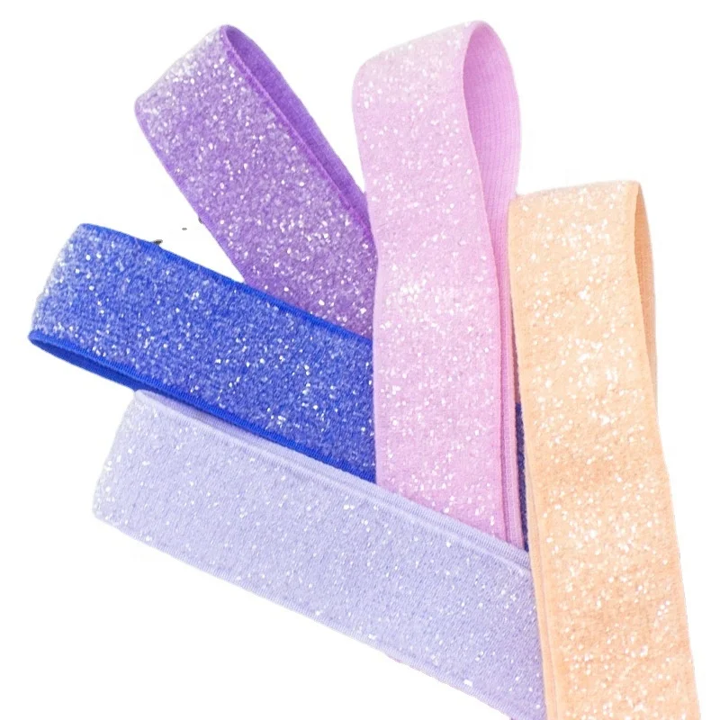 High quality Neon Color Stretch Decorative Glitter Elastic 10mm/15mm