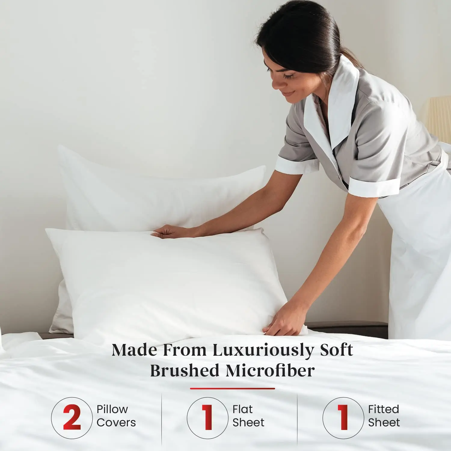 Microfiber 100% Polyester Solid Bed Sheet set Including Fitted Sheet Flat Sheet and Pillowcases