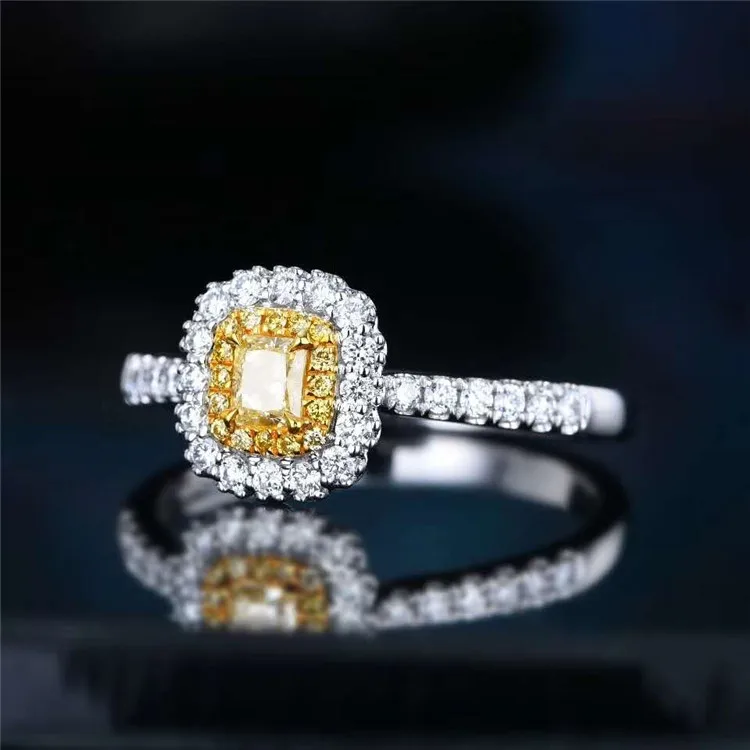 
hot sale SGARIT natural diamond ring jewelry 18k gold 1ct VS natural yellow diamond ring for women wedding engagement 