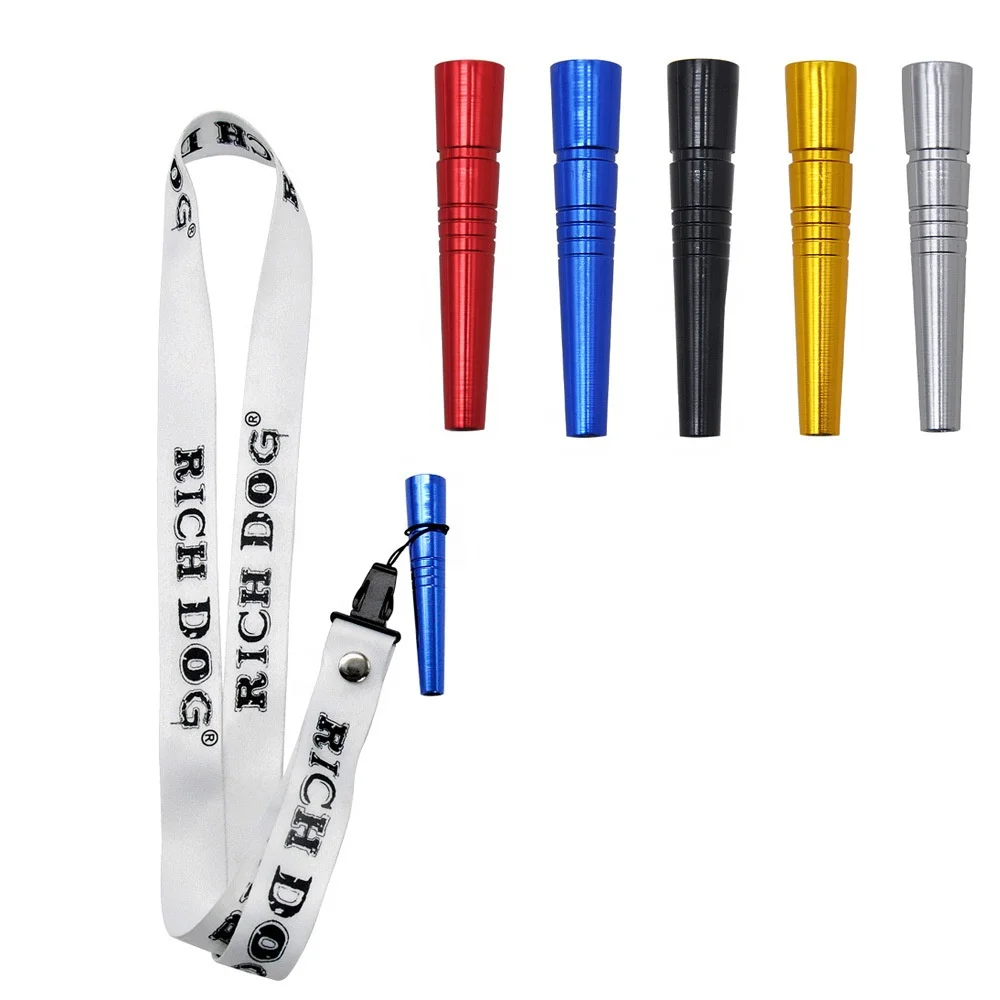 Crossborder hot selling Cone aluminum alloy waterpipe nozzle portable brand lanyard Vaporizer Pen holder neck lanyard