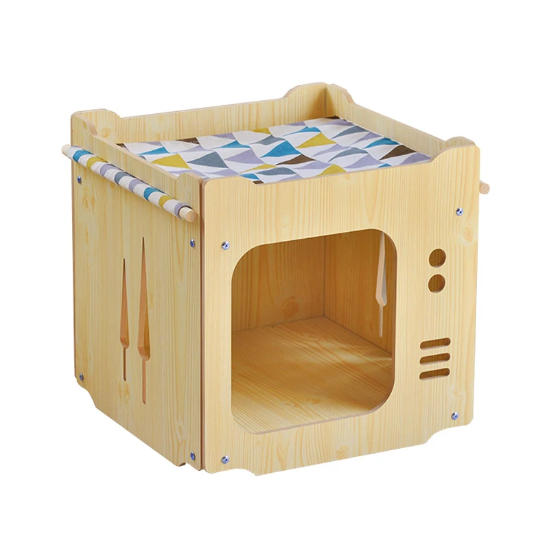 Carbonized doghouse waterproof pet house anticorrosive cat bed outdoor dog cage small house large dog kennel solid wood house