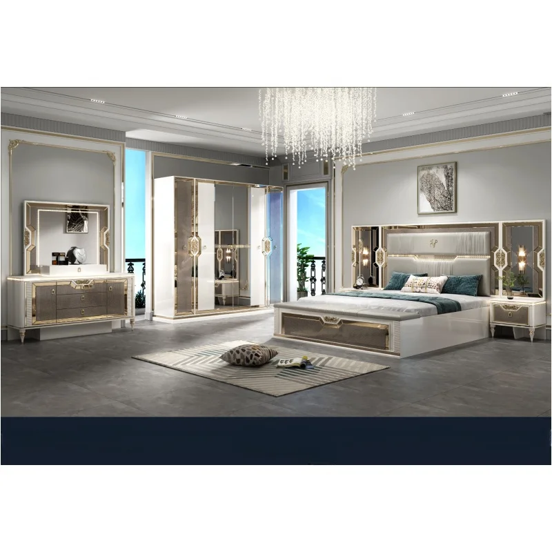 High level  Luxury Five pieces  Bedroom Furniture Bedroom Suit Bed Home Furniture Bedroom Set Standard Size
