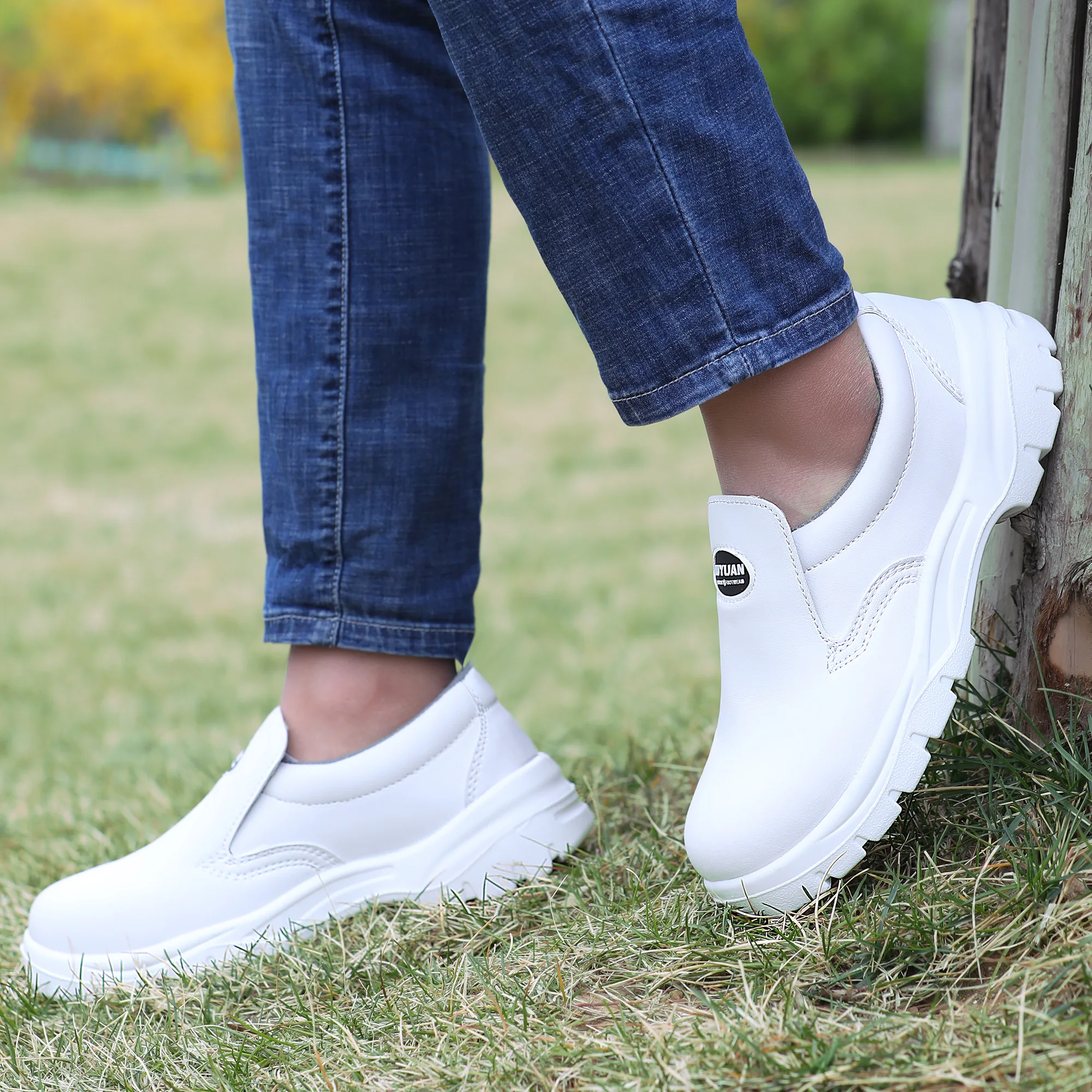 white anti-smashing anti-static ESD ladies comfortable nurse shoes genuine leather medical shoes men chef safety shoes