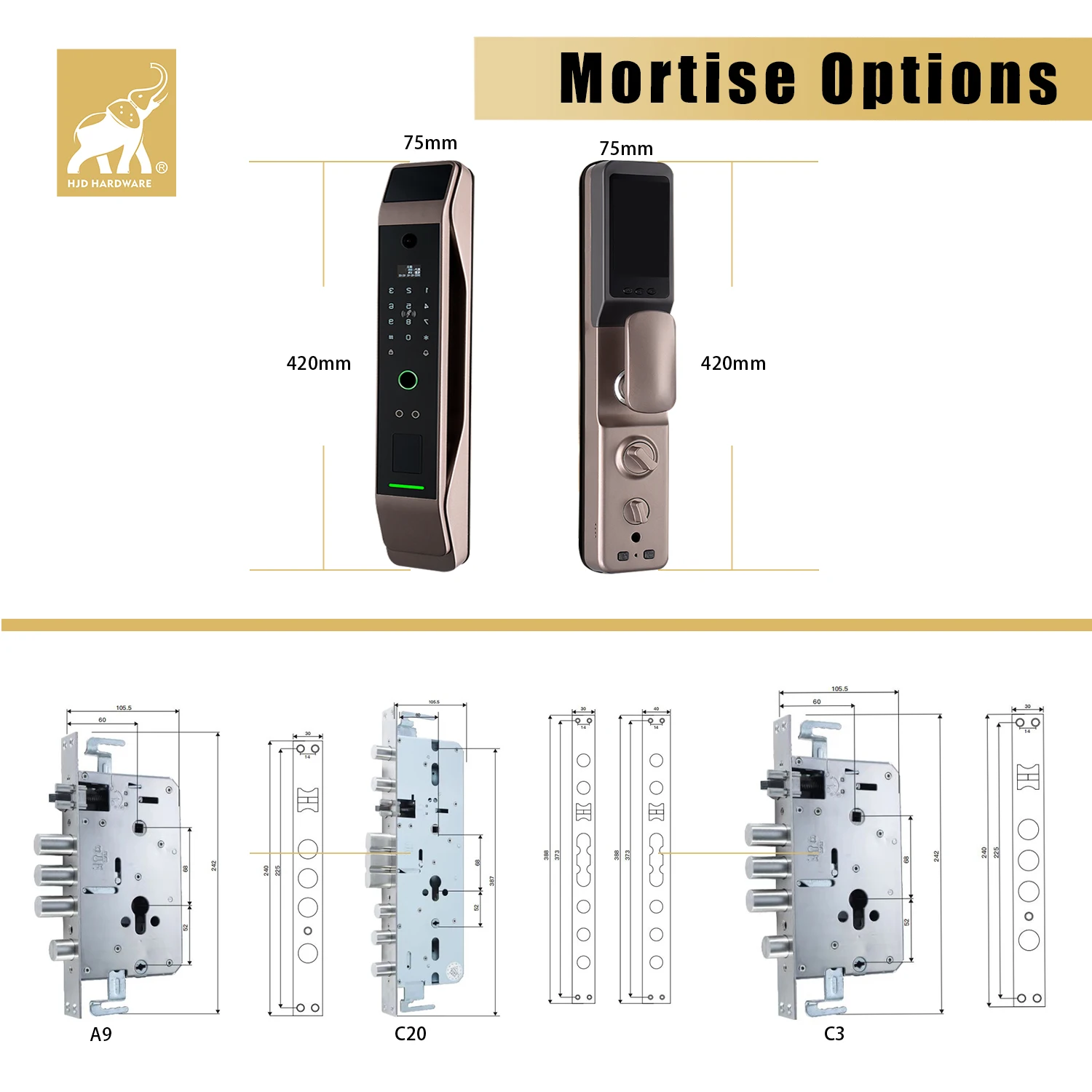HJD Waterproof Tuya Wifi Smart IC Card Automatic Biometric Fingerprint Intelligent Digital Push Pull Keyless Door Lock