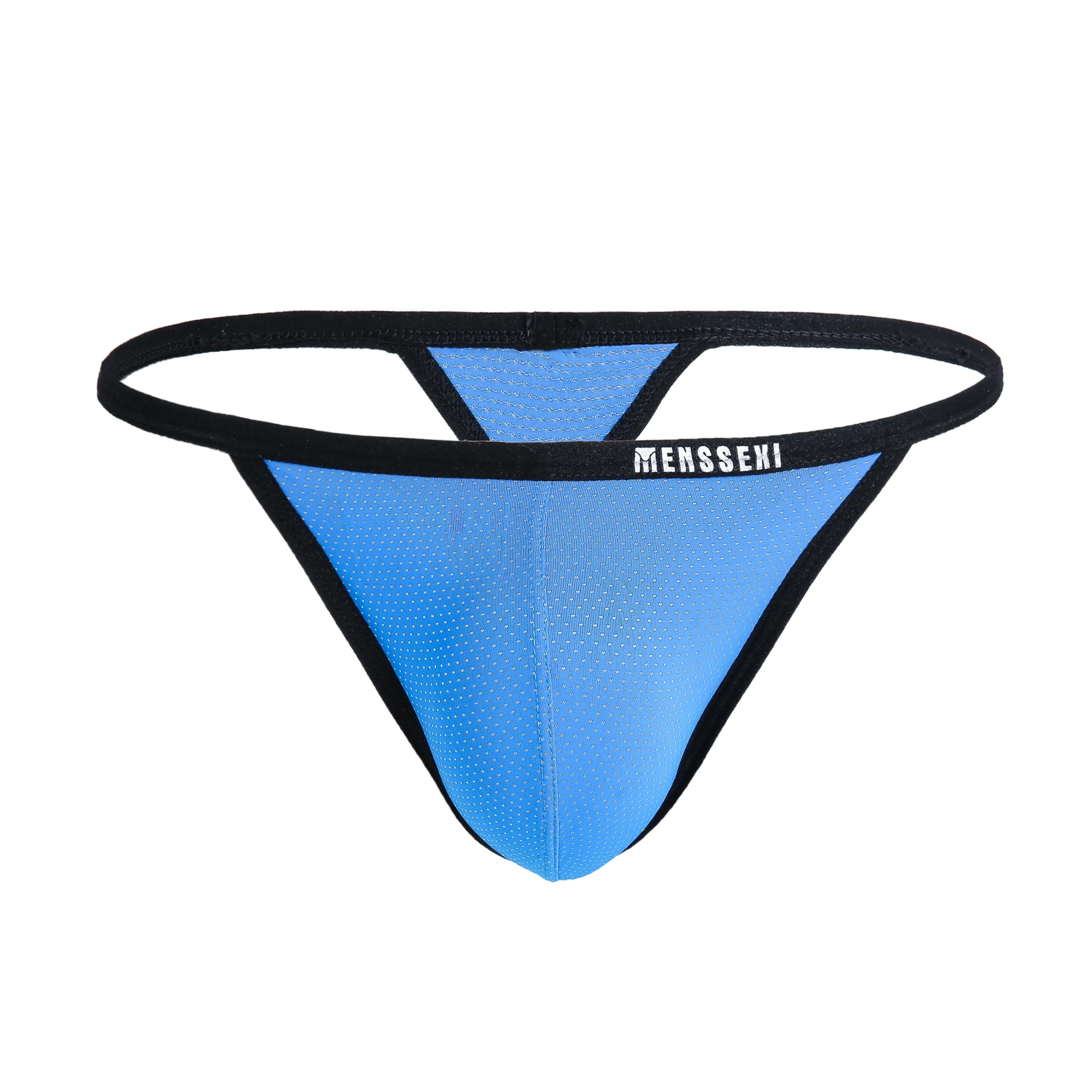
Wholesale MENSSEXI Sexy Mens Thong Gay Underwear Nylon Big Men Underpants T back G strings Cuecas Pouch 