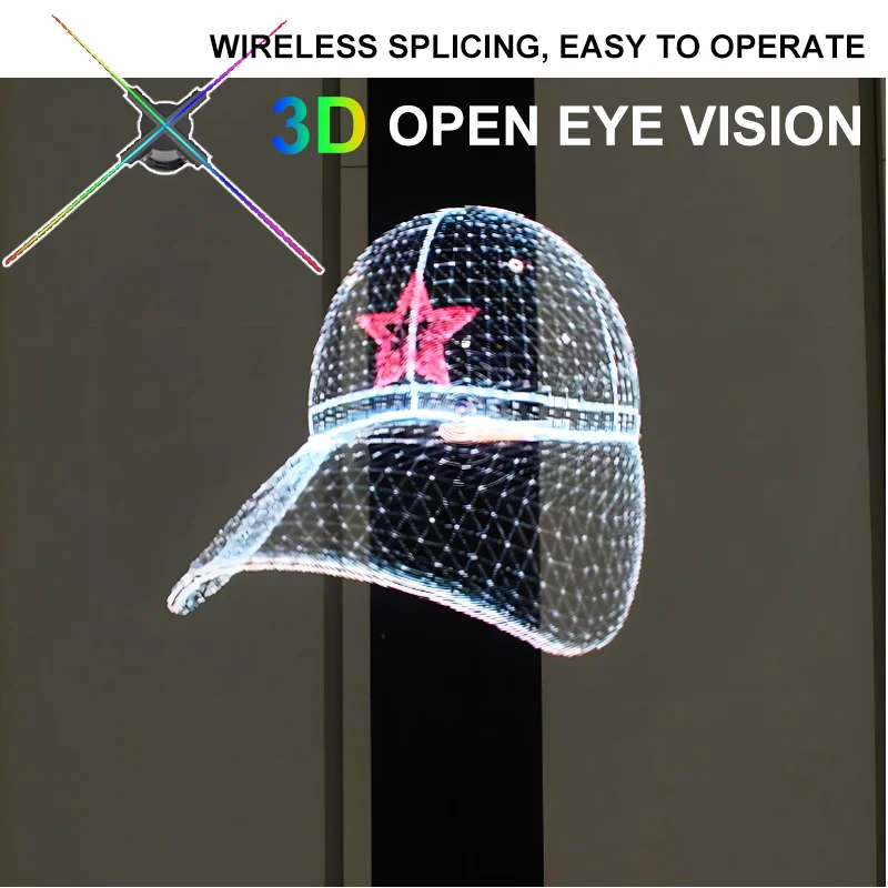 Голографический 3D-проектор невооруженным глазом рекламное оборудование светодиодный вентилятор управление мобильным приложением Wi-Fi дисплей
