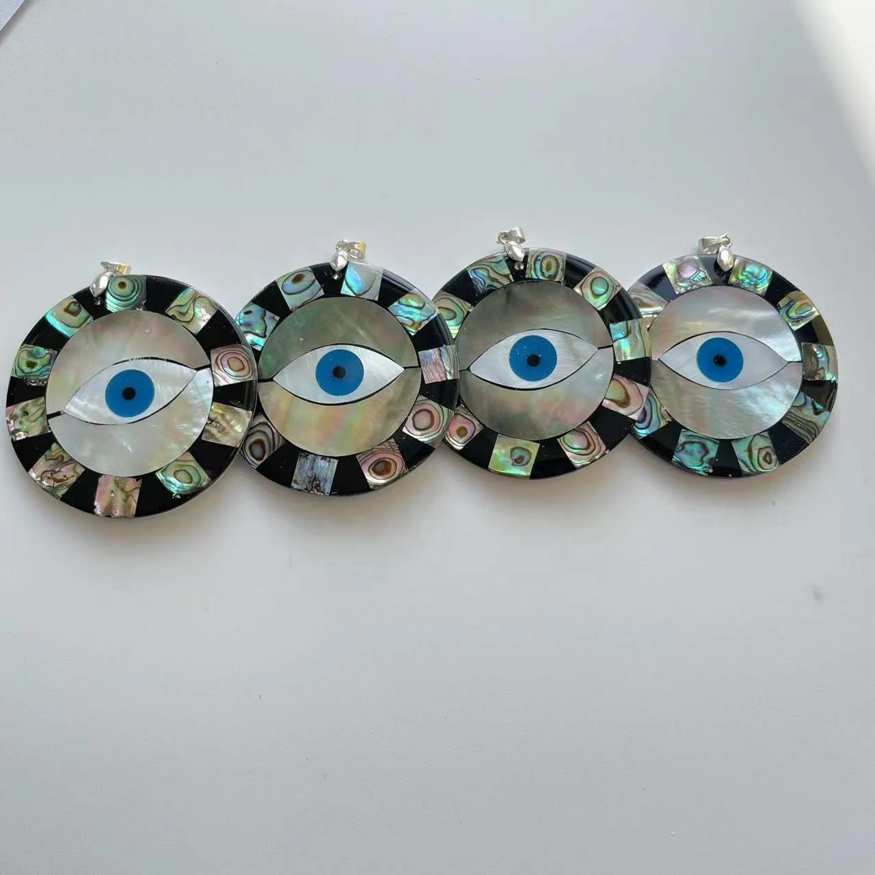 Hot sale natural stone shell evil eyes pendant for Jewelry DIY