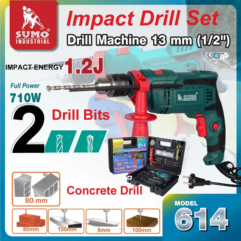 SUMO Top Ranking Smart 614 Impact Drill 710W Power Drills Standard Accessories Impact Drill Set
