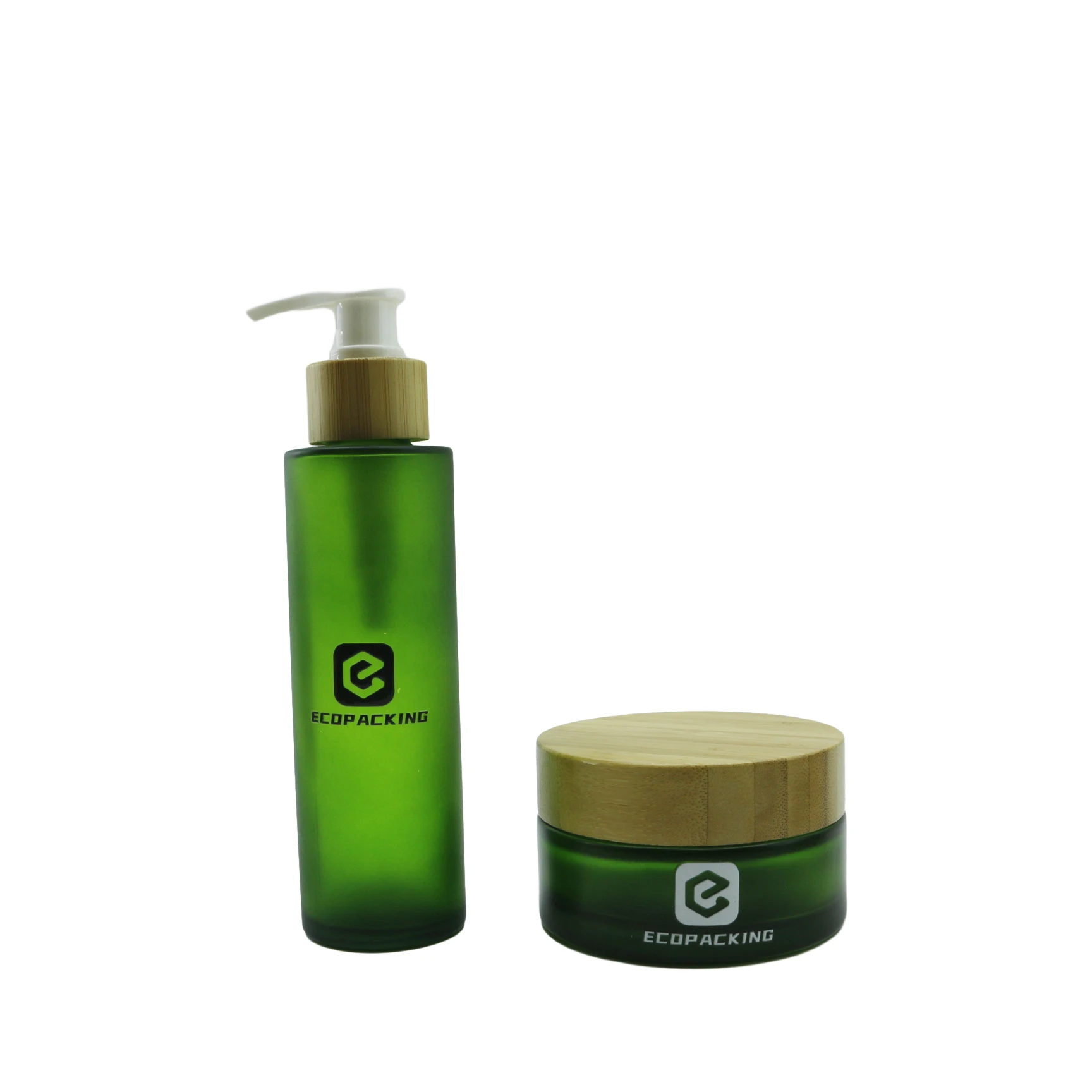 Frosted Green 30ml 50ml 60ml 100ml 150ml Cosmetic Packaging Face Body Serum Foundation Glass Lotion Pump Bottle