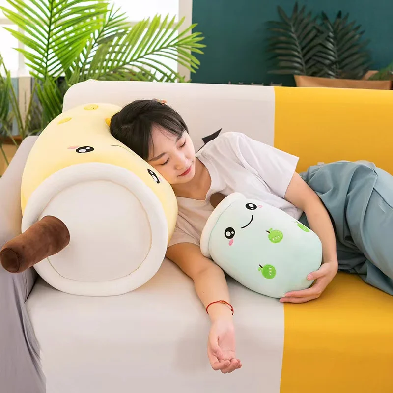 Big size Soft Bubble Boba Peluches Tea Plushie Toy Milk Tea Pearl Cup Plush Pillow Popping Stuffed Boba Plush Toy
