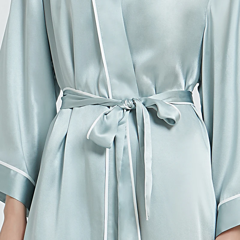 Hot Sale Customized Plus Size 100%  Satin  Women Sleepwear Sexy Pure Silk Robe