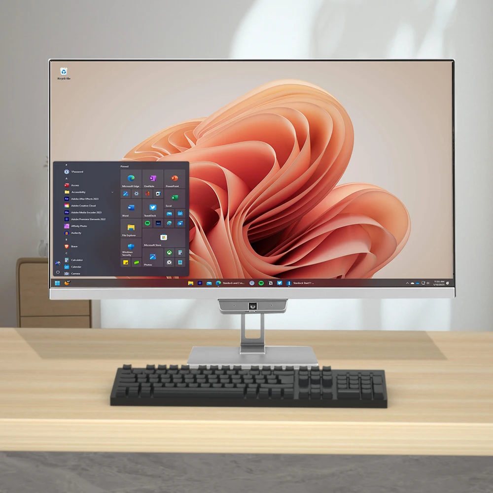 all-in-one pc with flat screen cpu j1900 2gb ram 24 inch IPS panel desktop AIO PC desktop all in one computers