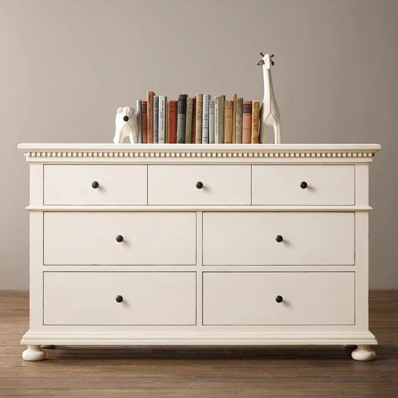 RH American solid wood seven bucket cabinet oak to do old drawer storage cabinet living room retro wall storage cabinet custom