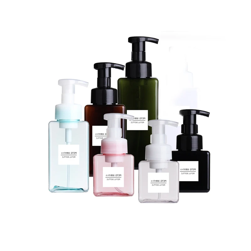 Empty Square Foaming Soap Dispense 650ml 250ml 450m Travel Bathroom Liquid Hand Soap Wash Foam Mousse Pump Bottle Plastic