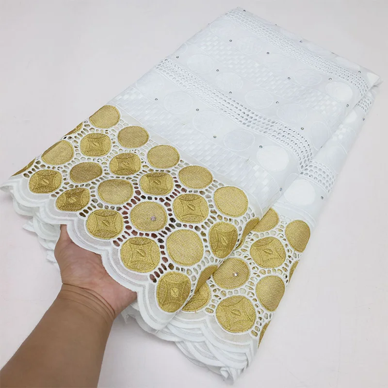 New Arrival Cotton Eyelet Embroidery  African Swiss Voile Cotton Lace Fabric for dress
