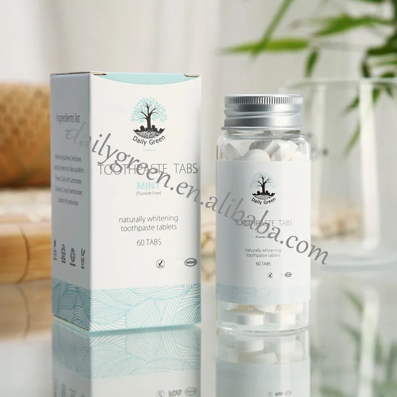 Chewable Toothpaste Tablets Fluoride Free All Natural SLS Free Mint Travel Sized Oral Care