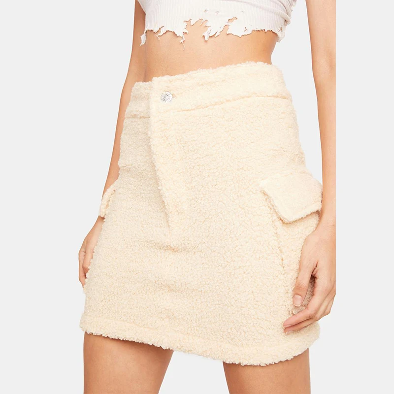 Custom New Arrival Hot Sale Women Boucle Knit High Waist Korean Sexy Knitted Mini Skirt