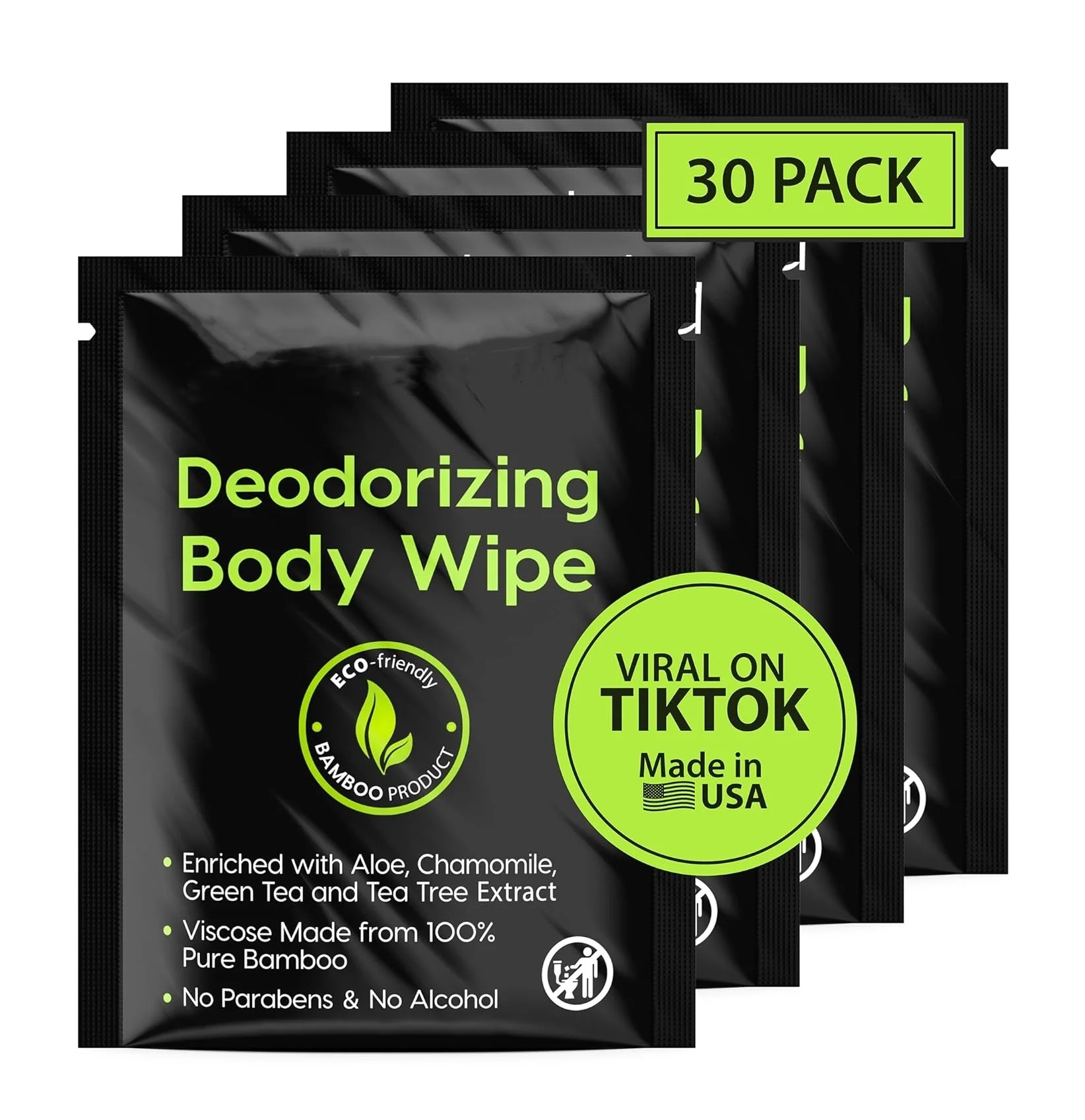 Individually Wrapped Natural Organic Bamboo Wipes 100% Biodegradable Body Wipes