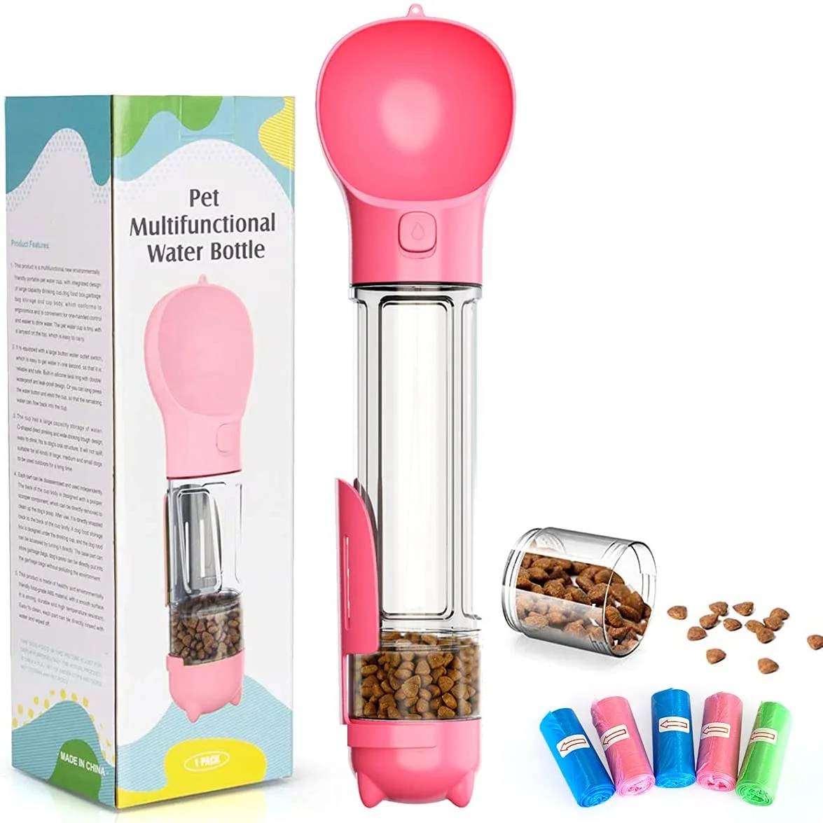 Custom Logo Stainless Steel Insulated 500ml Dog Travel Water Bottle Portable Pet Drinking Feeder for Outdoor