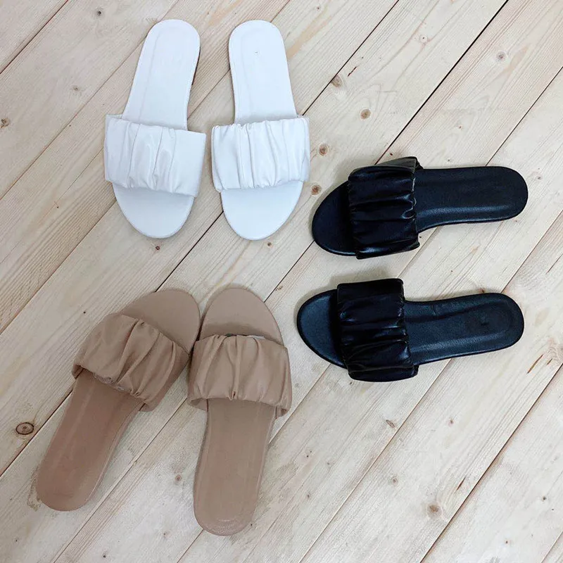 Drop Ship Hot Women Slippers Sandals 2021 New Europe Non-slip Flat Slippers Ladies Cloud Soft Leather Slant Dumpling Women Shoes