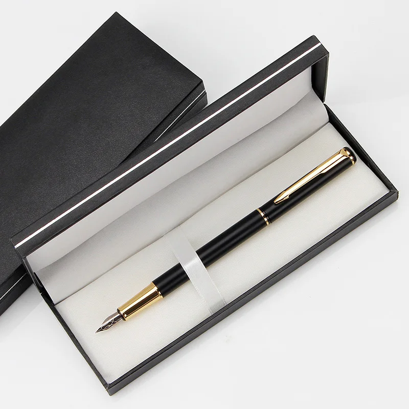 High Quality Best Selling Custom Logo Fountain Ink Pen set Boutique Packaging Luxury Black Pens with Box