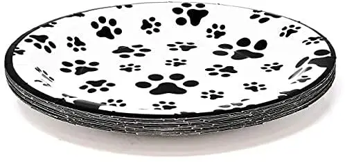 Dog Paw Prints Party Supplies for Dalmatian Dogs Animal Puppy Paws Print Birthday Party Disposable Dinnerware Decorations
