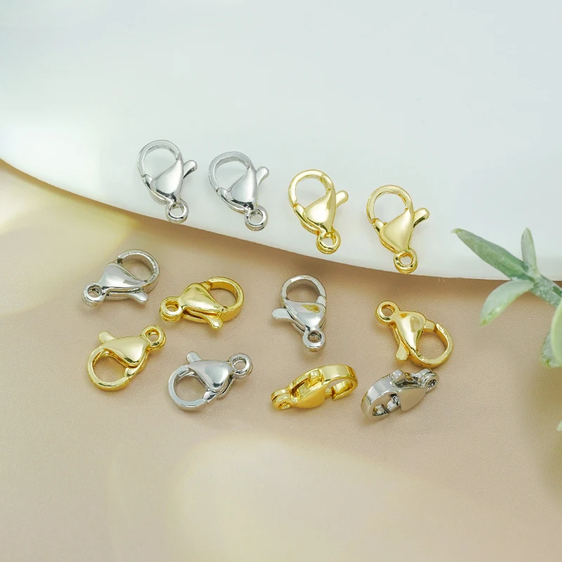 18K Gold Plated 10MM Lobster Clasps Hooks Connectors For Jewelry Making Necklace Bracelets Buckle Jewelry Chain End Accessories