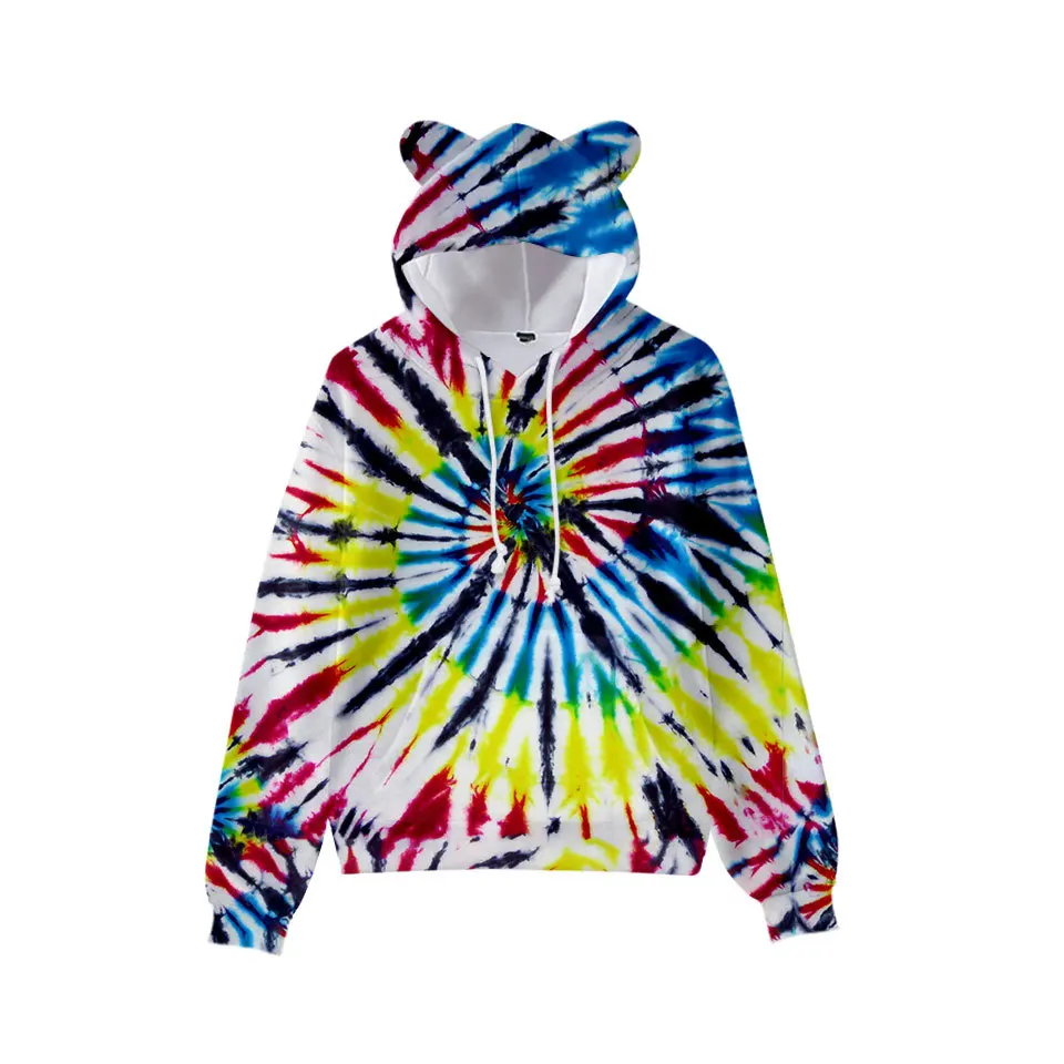 
Leesourcing-High quality kids bamboo cotton winter floral print tie dye hoodie 