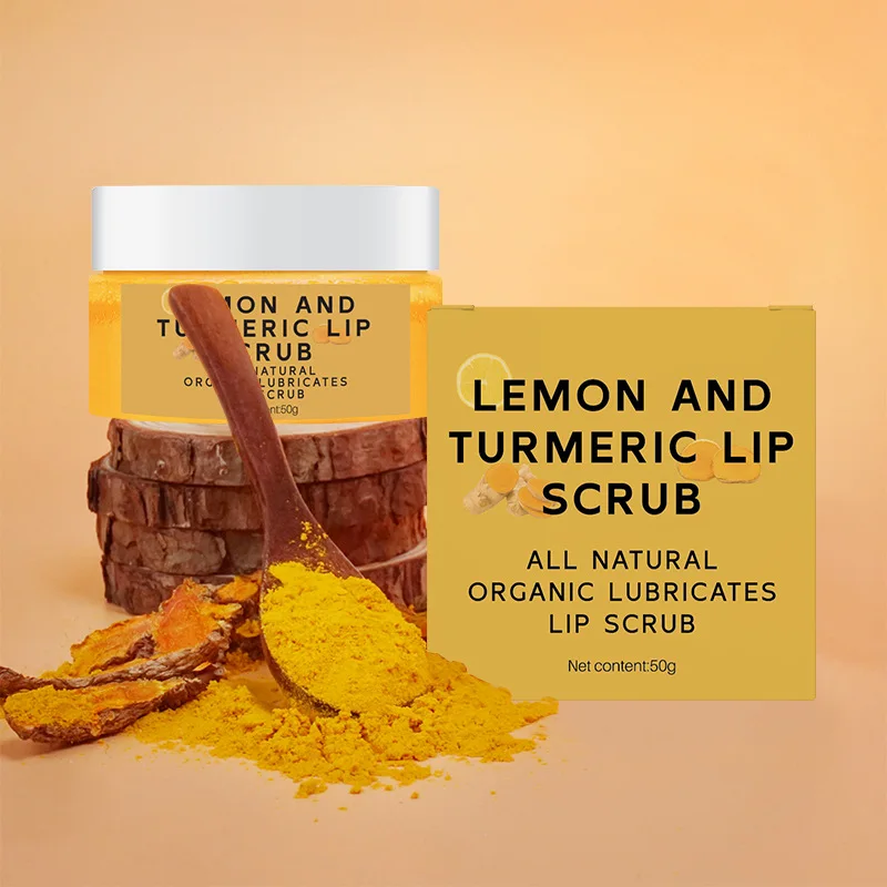 Lemon Turmeric Lip Scrub Custom Label Vegan  Exfoliating Black Skin Moisturizing  Lip Scrub Bulk