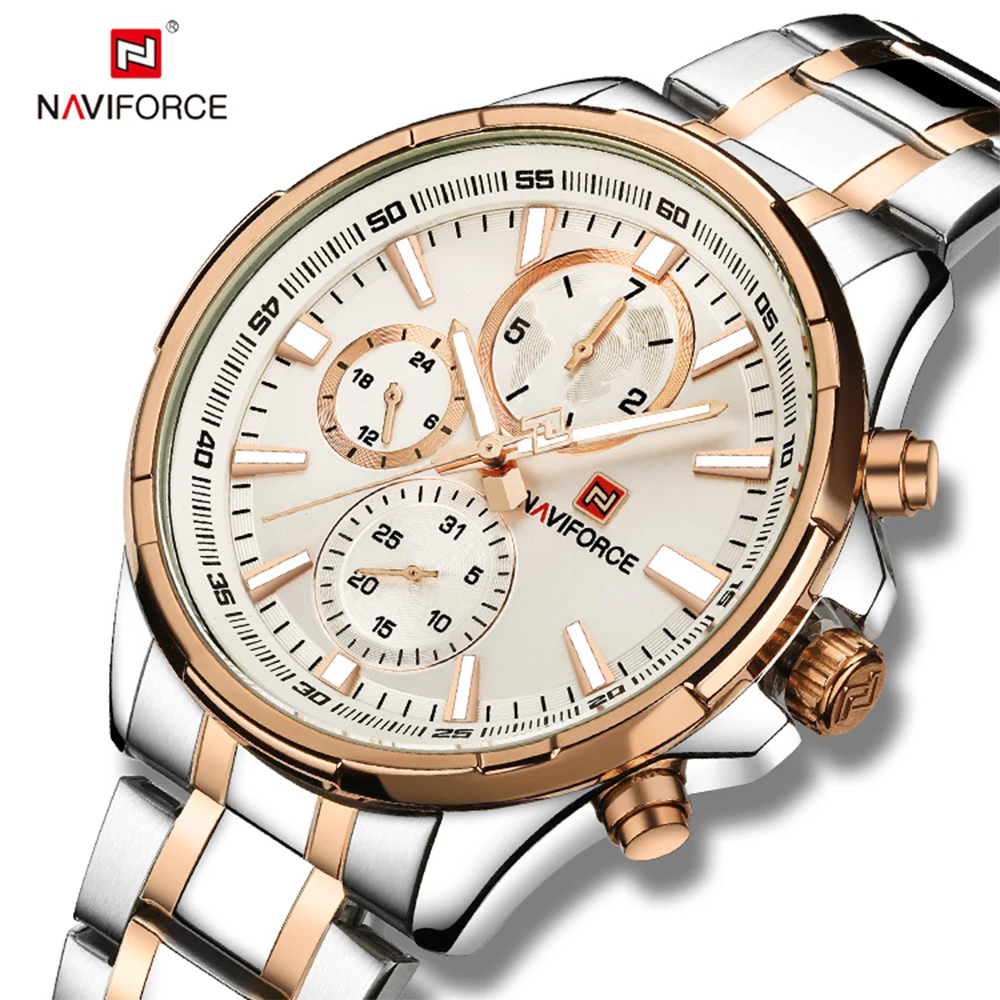NAVIFORCE Luxury Waterproof Fashion Men Stainless Steel Japan movement couple watch
