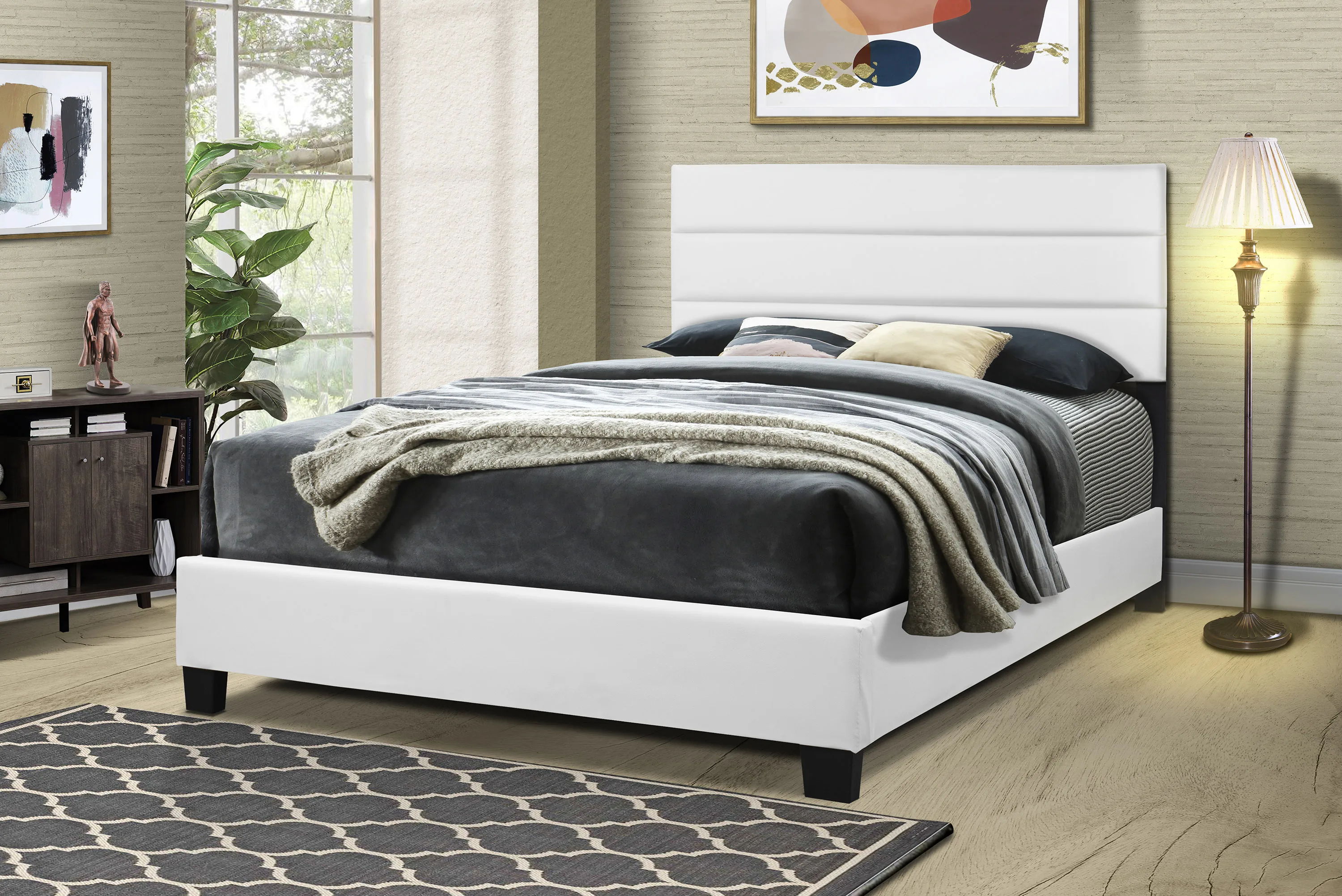 Malaysia Affordable Medium Range Direct From Factory Wholesale Napoli Upholstered Bed PU Material Simple Black Twin Size Bed