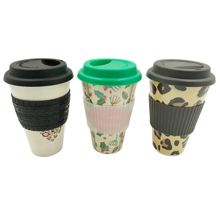New Design Reusable Biodegradable Custom Printed Bamboo Fiber Decal Printing Insulated Coffee Mug