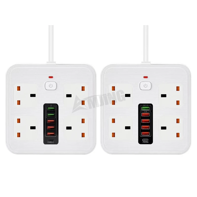 High quality power extension socket uk power strip with type c and 5 USB