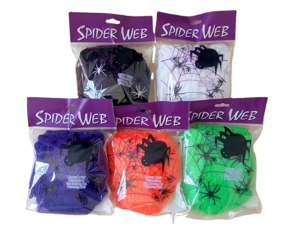 Halloween new spider web triangle web oversize plush spider ghost festival indoor and outdoor decoration Halloween Spider Web