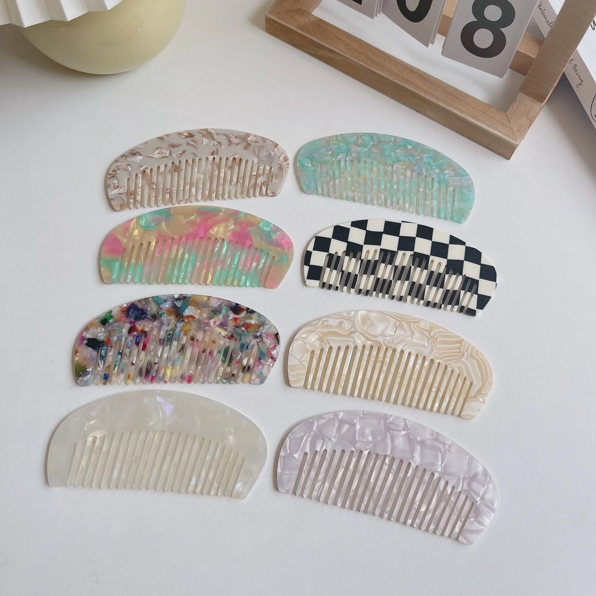 Hot Selling Fashion Girls Hair Accessories Acetate Barber Comb Simple Design Oval Retro Hair Combs for Women
