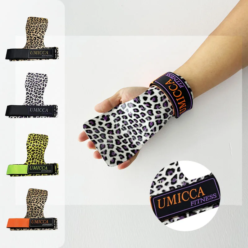 Umicca Crystal Leopard Custom Gymnastic Heavy Duty Palm Protector Best Training Weight Lifting Grips Pads