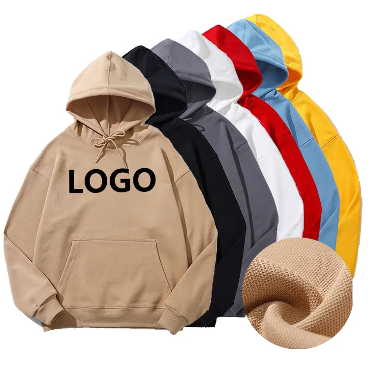High Quality Unisex Streetwear Blank Pullover Hoodies With Kangaroo Pockets Cotton Pique Fabric Unisex hoodies