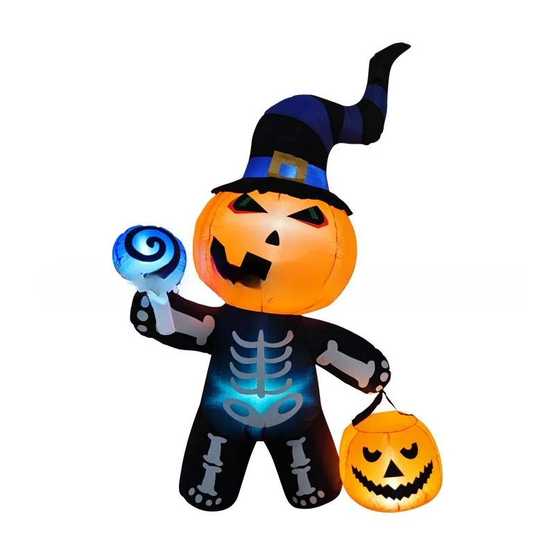 Halloween Pumpkin Ghost Inflatable Decorations Rotating Magic LED Lights Cute Indoor/Outdoor Clearance Home Holiday Yard Lawn