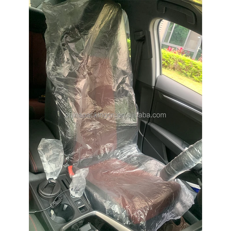 Wholesale Car Repair Protective Seat Cover Five Piece Transparent Plastic Steering Wheel Gear Lever Cover