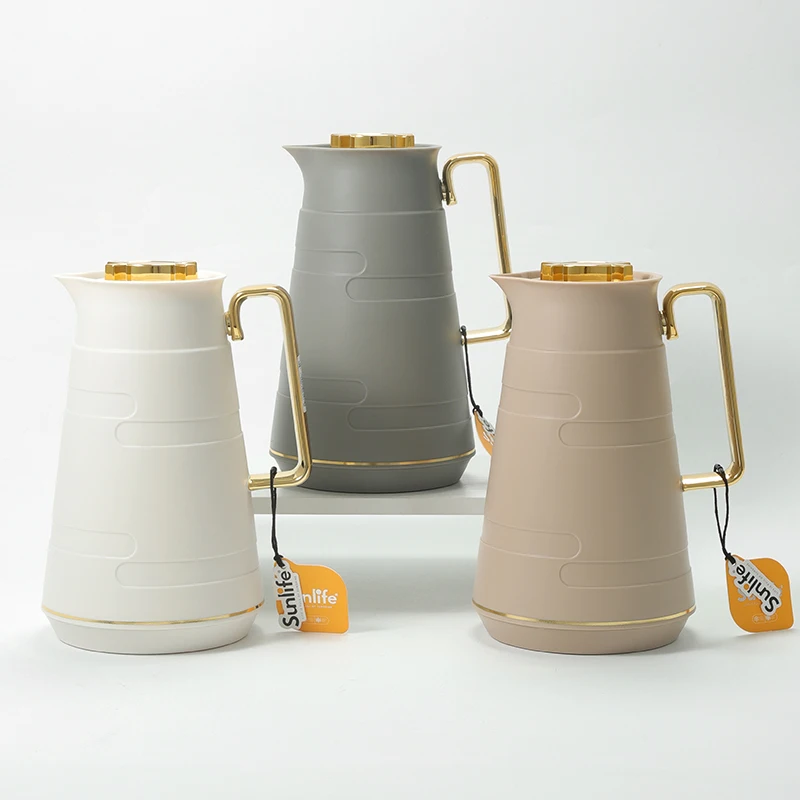2024 hot selling pp plastic pink glass liner inside wholesale price 1.0L  Arabic coffee pot